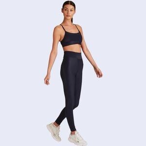 Alala Raya Ribbed Shine High Rise Leggings in Navy Size Medium